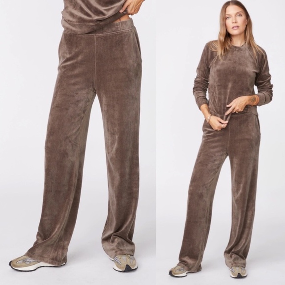 Monrow Brown Grey Velvet Pants